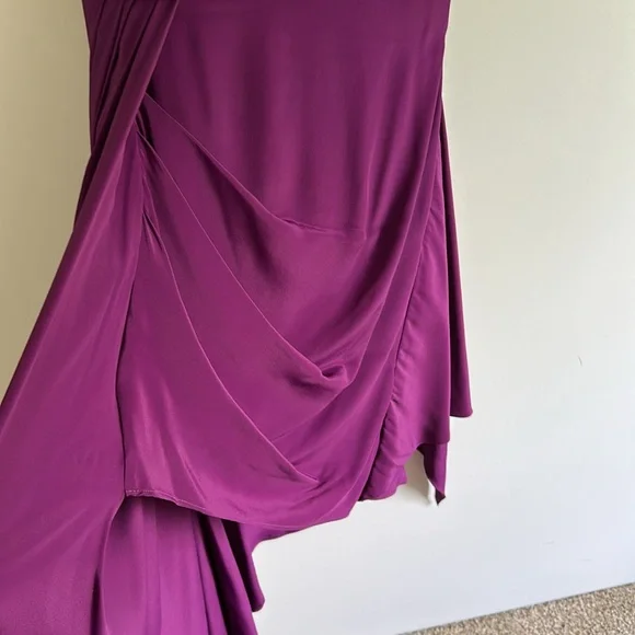 Off-White Purple “Floral Print Here” Asymmetrical Silk-blend Cocktail Dress - Picture 6 of 13